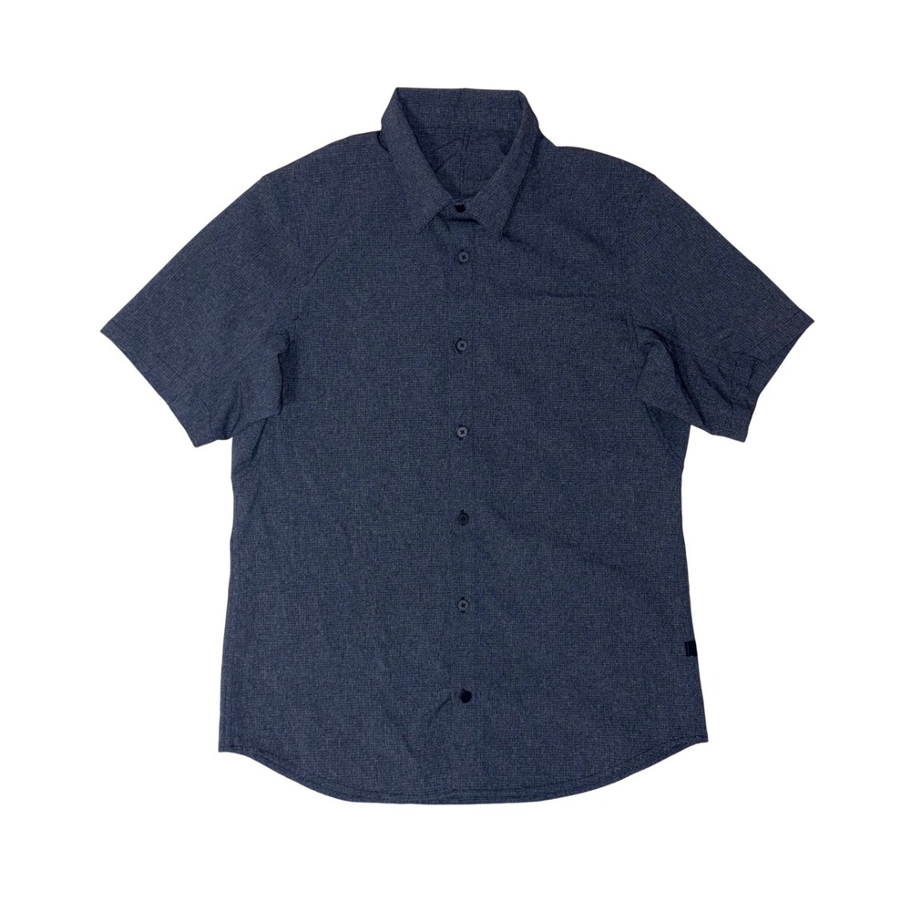 LULULEMON Airing Easy Shirt Mens M Blue Short Sleeve Button Down Casual Tech